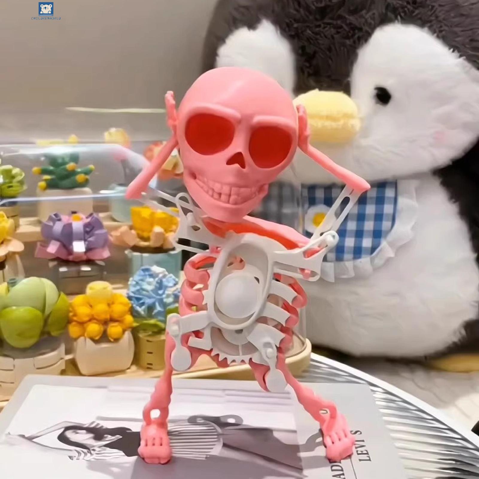 Childrenworld Skeleton Shape Toy Mini 3d Print Dancing Skeleton Toy Fun Clockwork Gift for Kids No Battery Needed Southeast Asian Buyers' Favorite Wind-up Skeleton Toy. 