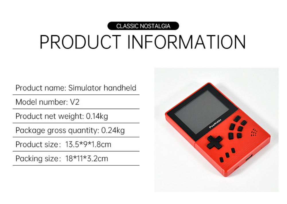 Powkiddy Retro Pocket Console 3.2 Inch Screen Over 10 Simulators Over 10,000 Games, Retro CPS1 Handheld Game Console, Kids Gift Geartronic. 