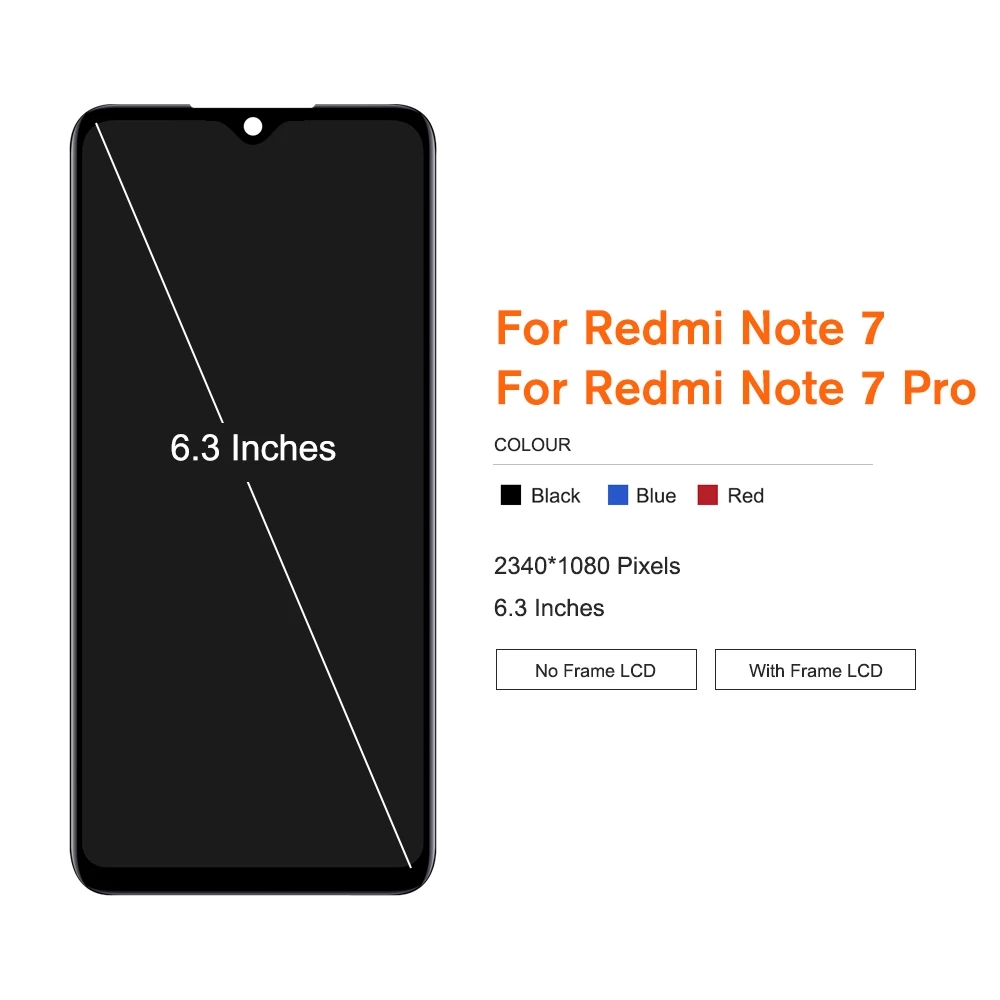 LCD No Frame For Xiaomi Redmi Note 7 Note 7 Pro Display Touch Screen Digitizer Assembly Replacement Parts M1901F7G. 