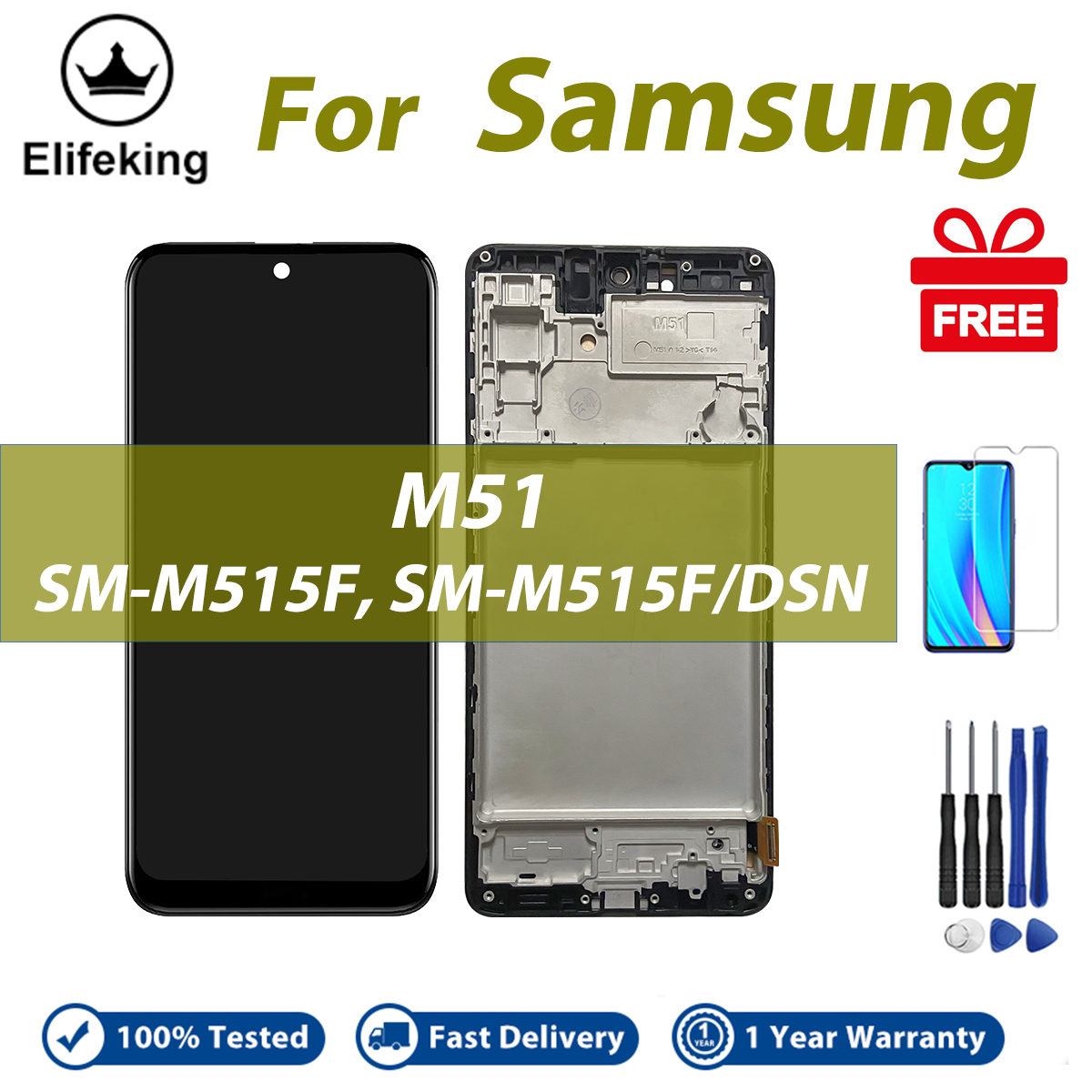 LCD With Frame For Samsung M51 M515  Display Touch Screen Digitizer Assembly Replacement Parts