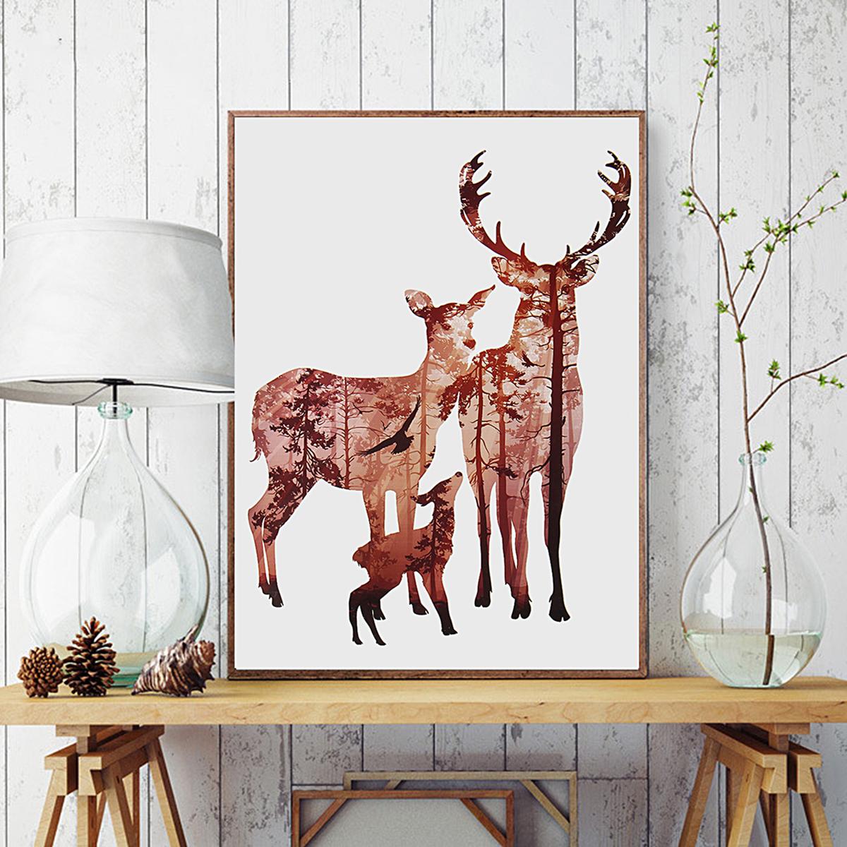 Unframed Modern Abstract Deer Painting Canvas Print Wall Art Decoration 50x60cm. 