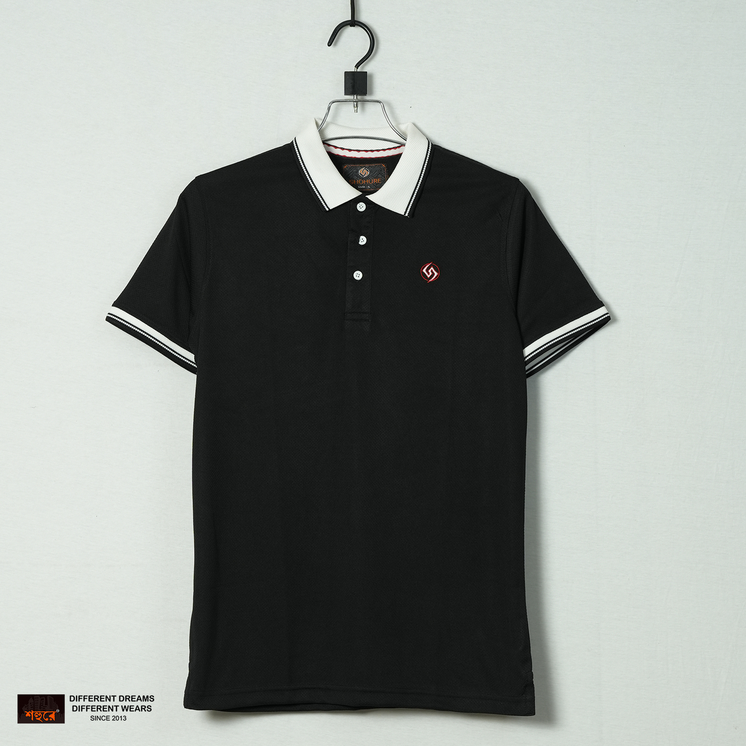 Shohure Black Color Short Sleeve Polo Tshirt. 