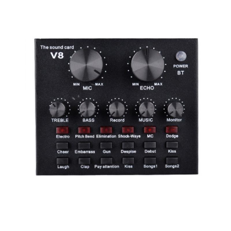 V8-Bluetooth Sound Card Audio USB Headset Microphone Webcast Live Sound Card Interface External Usb Sound Card for Singing. 