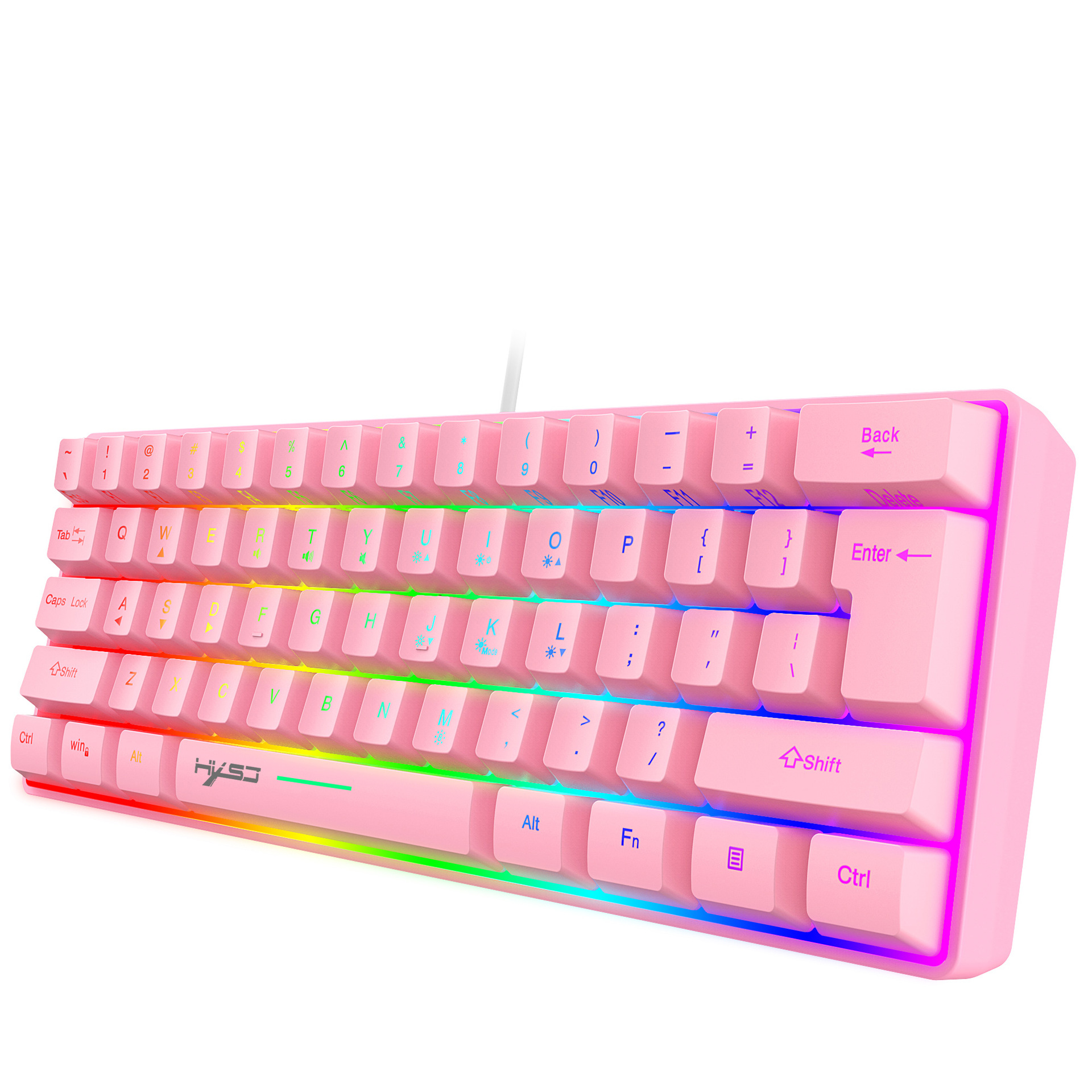 61 key gaming membrane keyboard RGB light portable wired keyboard with a variety of shortcut key combinations in stock. 