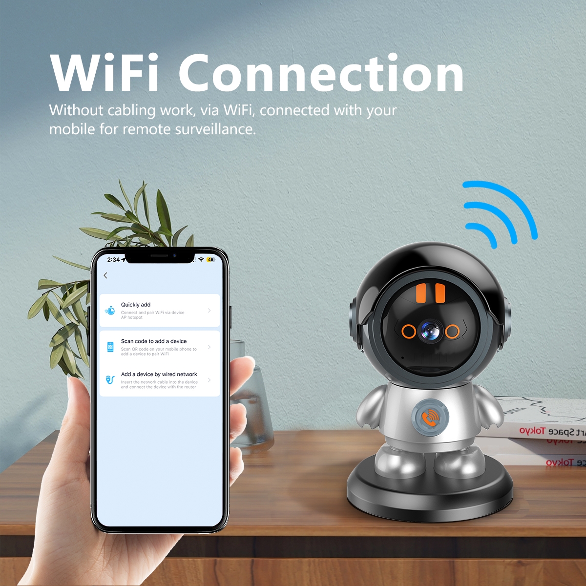 ESCAM PT302 Robot 3MP One Click Call Humanoid Detection WiFi IP Camera. 