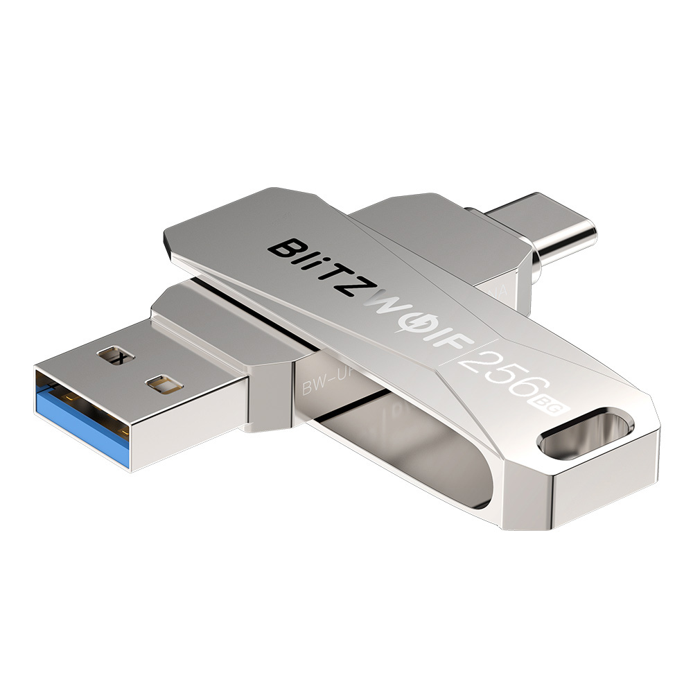 BlitzWolf BW-UPC2 256GB USB Disk 2 in 1 Type-C USB3.0 Flash Drive Ultra-fast Transmission 360° Rotation Zinc Alloy 256GB. 