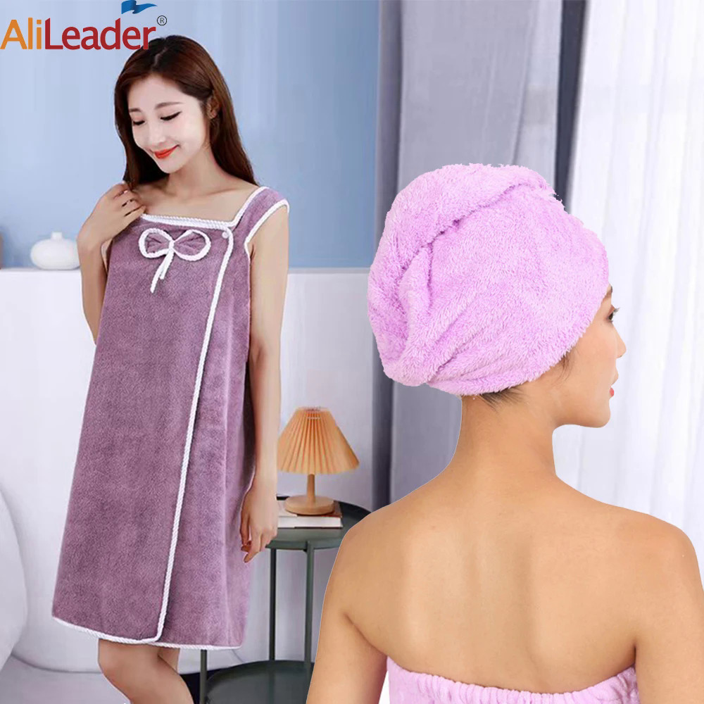 Women's Bath/Shower Wrap Towel Dress with Straps Lightweight Knee Length Body Wraps Spa Bath Towel Wrap For Ladies. 