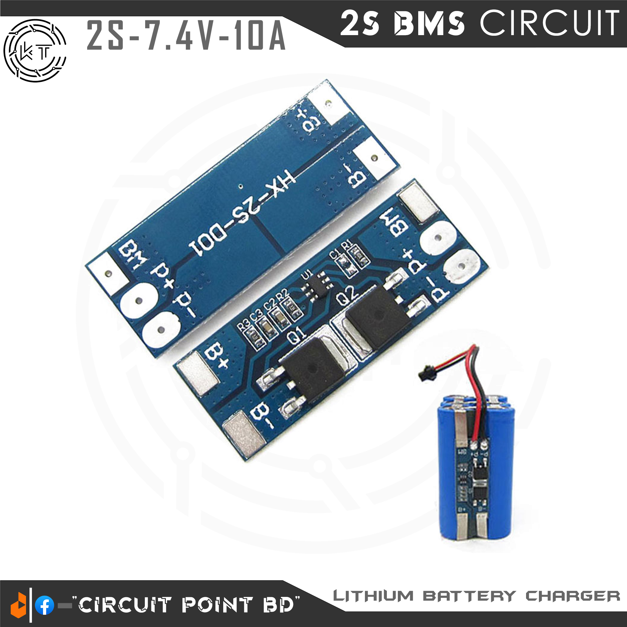 2S BMS Circuit Module 10A 7.4v 8.4V 18650 Li-Ion Battery Protection Board. 