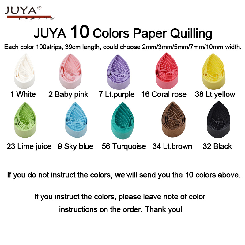 JUYA Paper Quilling 60 Single Colors, can choose color, 390mm Length, 2/3/5/7/10mm width, 100strips/pack DIY paper craft Amour zii. 