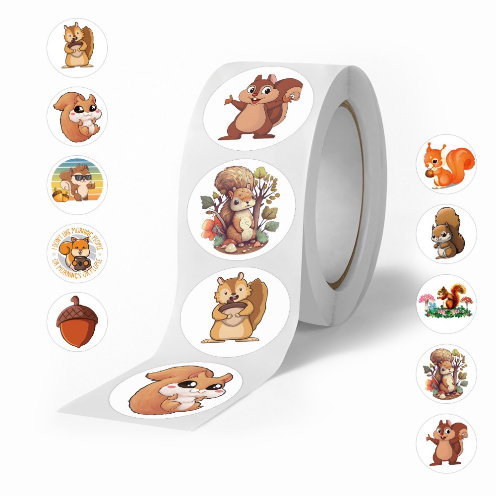 500pcs Cute Animal Squirrel Stickers Packs Laptop Phone Case Scrapbook Notebook Skateboard Reward Sticker Decal for Kid Gift Toy