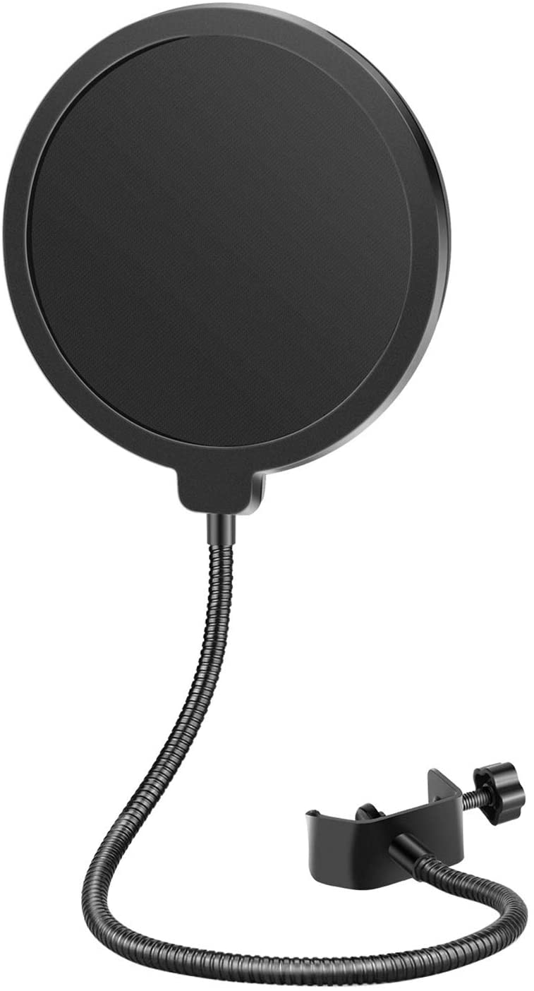 Neewer Professional Microphone Pop Filter Mask Shield Compatible with  Dual Layered Wind Pop Screen With A Flexible 360 Degree Gooseneck Clip Stabilizing Arm. 