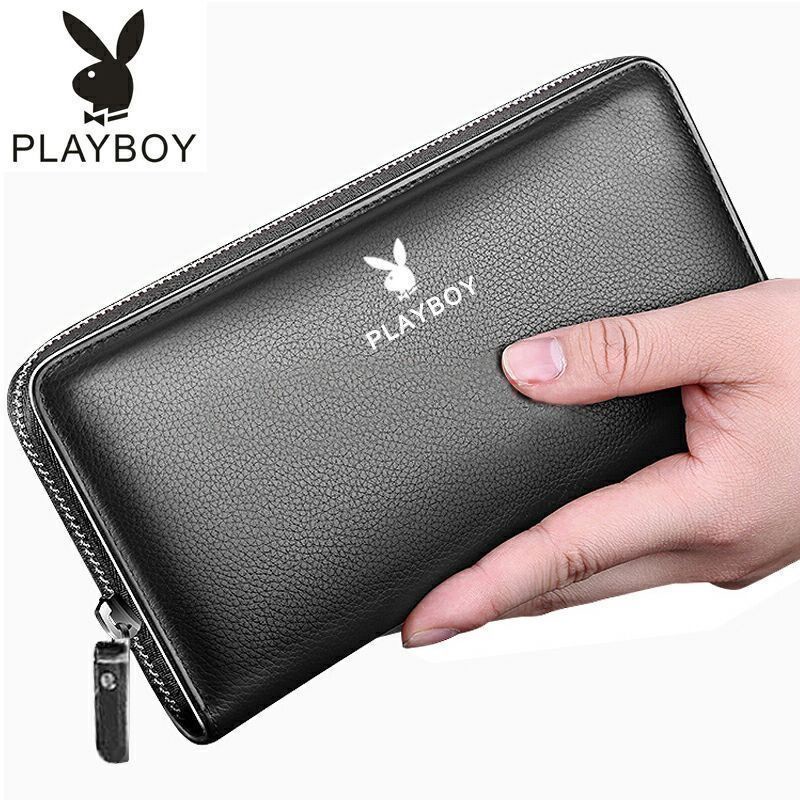 Playboy Men's Handbags Double-Layer Double Zipper Long Mobile Phone Bag Business Wallet Large C. 
