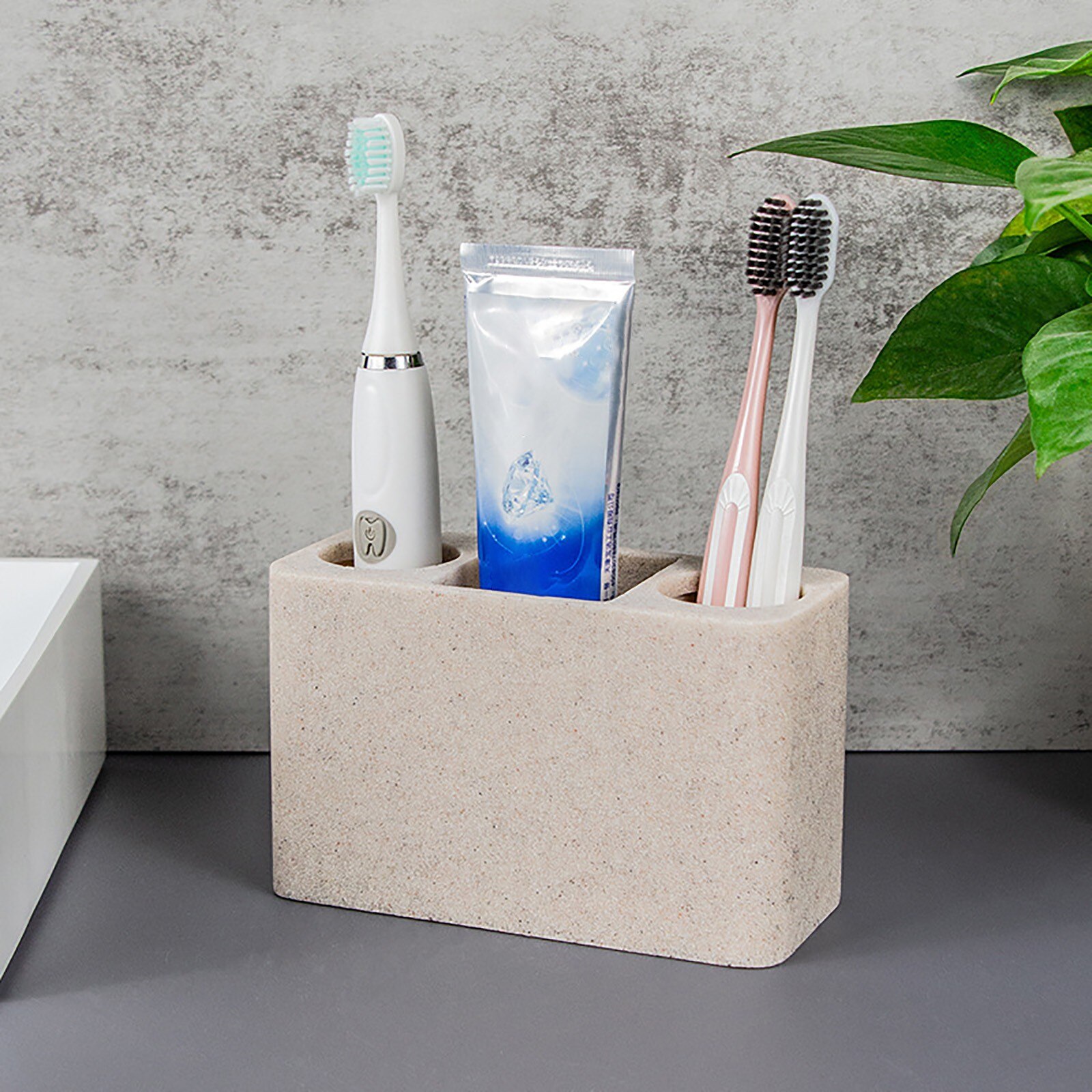 Bath Towels Electric Toothbrush Holder 3 Slots Large Toothbrush Toothpaste Resin Storage For Bathroom Accessories Vanity Counter