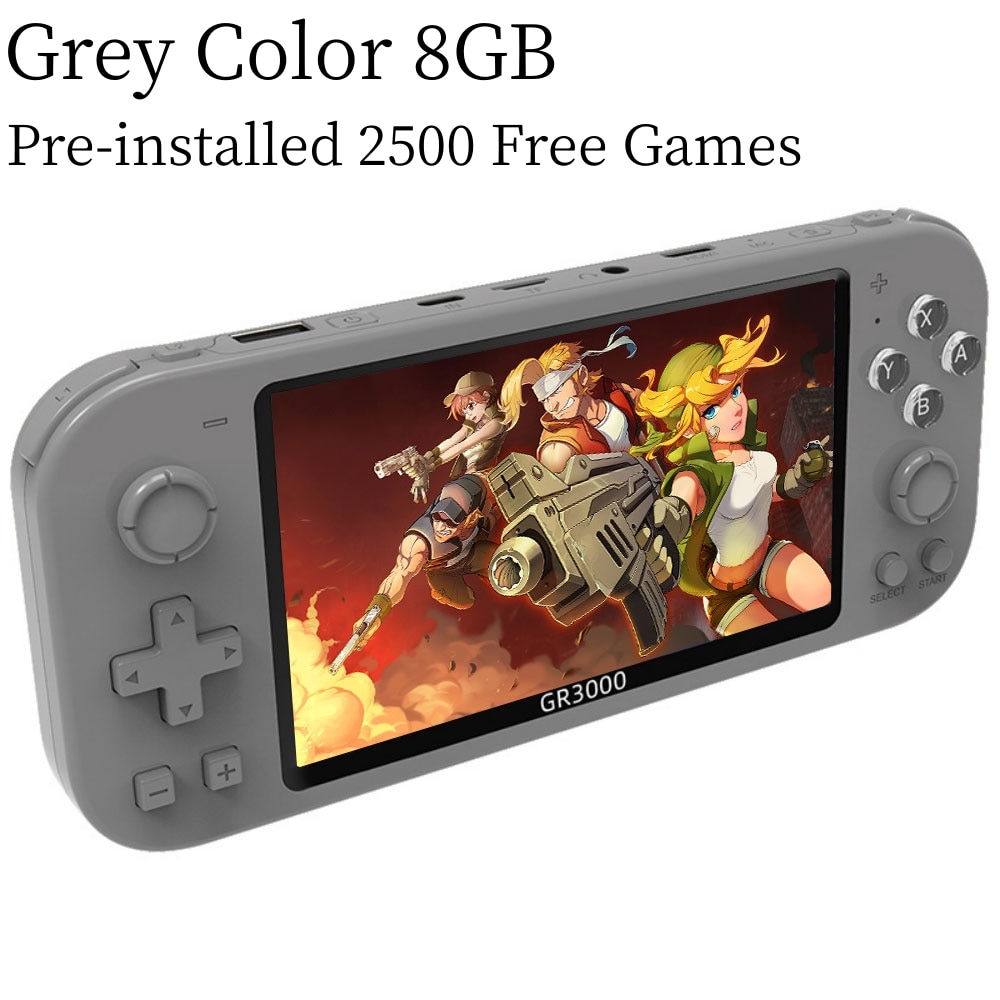 HXSJ GR3000 Handheld Game Players 5 Inch Screen Retro Game Console 8GB No Repeat 2500 Free Games For PS1/MAME/Arcade Video Gaming. 