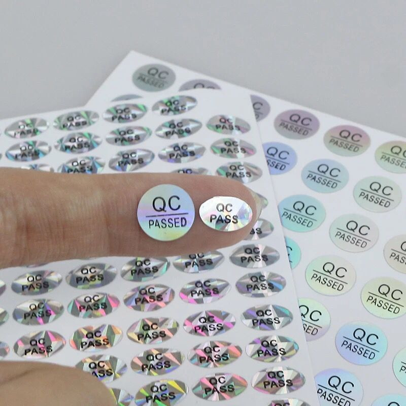 Silver High Security seals Tamper Evident sticker Warranty Void QC Passed labels Hologram stickers with Unique Serial Numbering