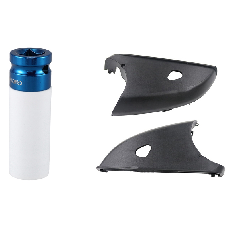 1/2inch Drive 17mm Set Thin Wall Deep Impact Nut Socket Blue with Auto Side Rearview Mirror Bottom Lower Holder Cover