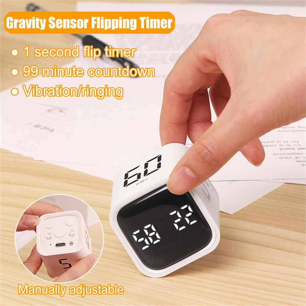 Gravity Sensor Flipping Timer Digital Timer Manual Countdown Alarm Clock Mechanical Cooking Timer Cooking Shower Study Stopwatch. 