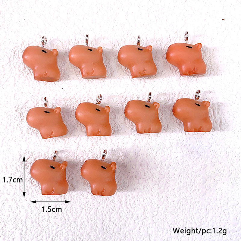 2/10pcs DIY Crafts For Earring  Make Kawaii Mini 3D Capybara Resin  Lovely Lazy Cavy Animal Pendant. 