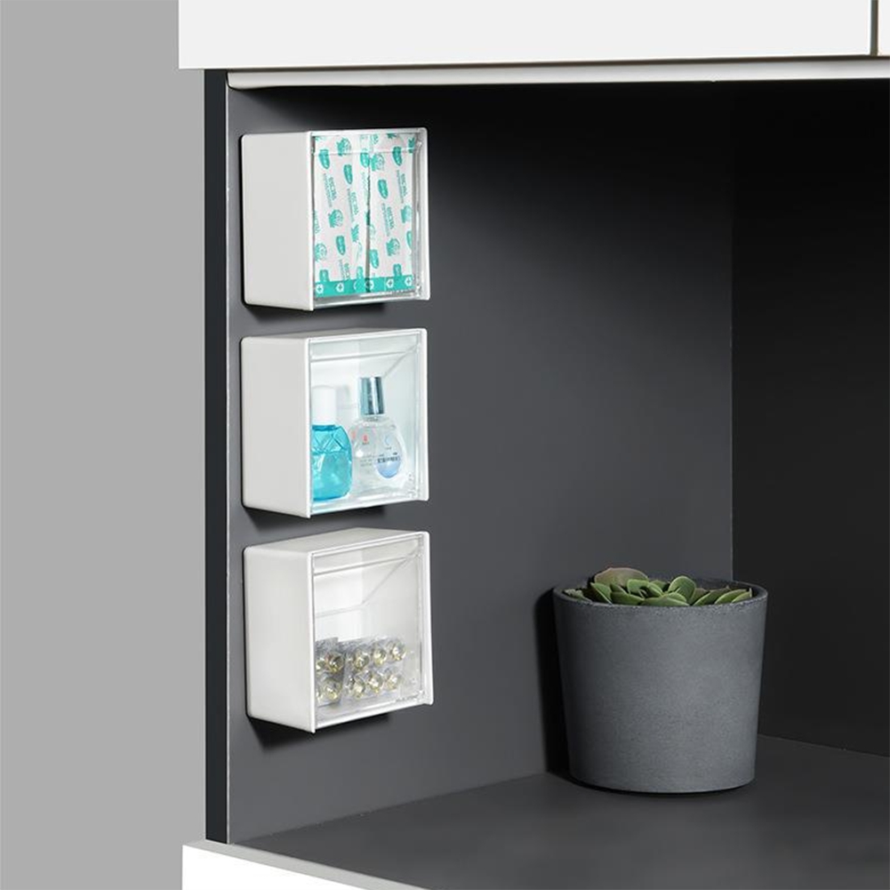 Transparent Adhesive Small Object Storage Box Multifunctional Organizer Storage Box Clamshell Storage Box for Home. 