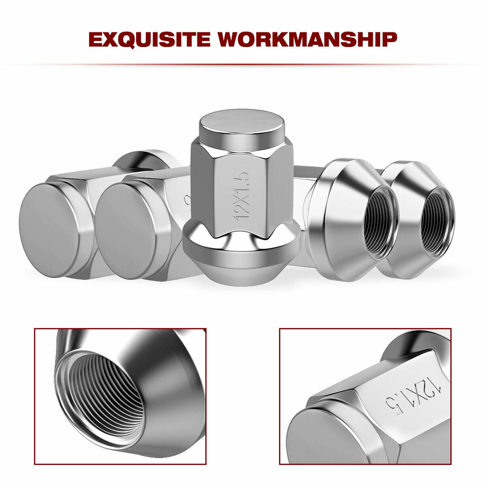 20Pcs Lug Nuts Bulge Acorn 12x1.5 Chrome Wheel Nut Replacement for F-ord F-usion F-ocus E-scape. 