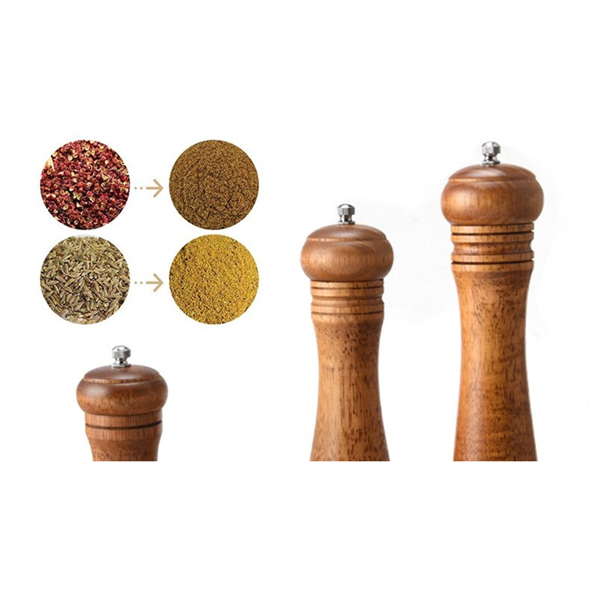 High-quality Grinder of wooden pepper and salt Grinds herbs in as little as 30 seconds for Household Work. 