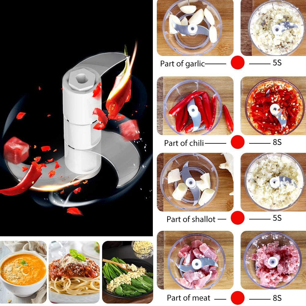 Mini Electric Chopper, Food Chopper Vegetable Processor With 300ml Glass Bowl, Meat 【期間限定特価】