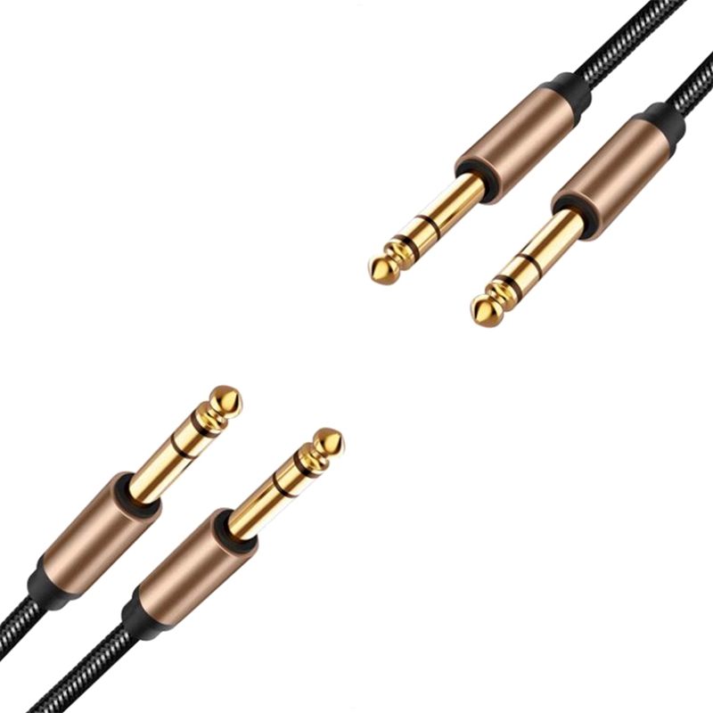 2pcs 6.5mm Jack Audio Cable Braided for Guitar Mixer Amplifier 1.8M Jack Cord Male to Male AUX Cable