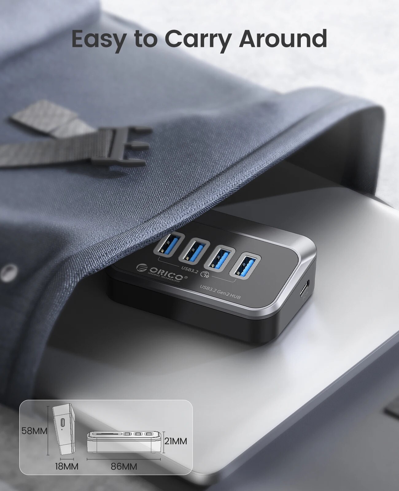 ORICO 10Gbps USB 3.2 HUB Super Speed Type-C Splitter OTG Adapter With USB C Power Supply Port for MacBook Computer Accessories. 