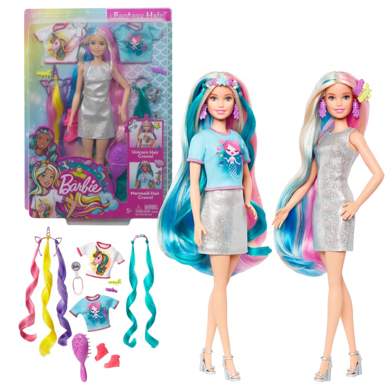 Barbie fantasy hair doll discount with mermaid and unicorn looks