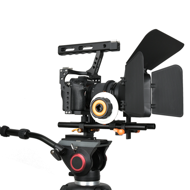 YELANGU Camera Cage Rig Kit for Sony A7S A7 A7R A72 A7RII A7SII A6000 A6500 A6300 with Dual Cold Shoe Mounts 1/4 Inch Threads. 