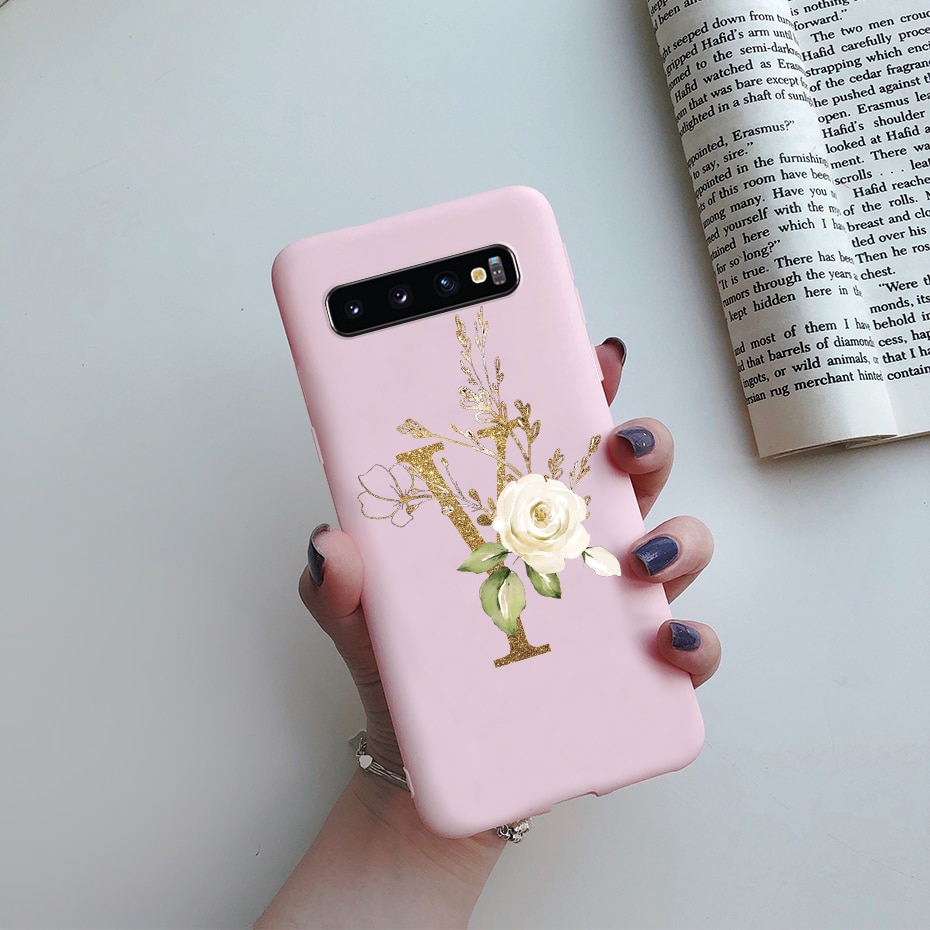 Case For Samsung Galaxy S10 Plus S10E S 10 e s10plus 10e Case Black Bumper tpu Soft Silicone Cute Letters Phone Cases Back Cover. 