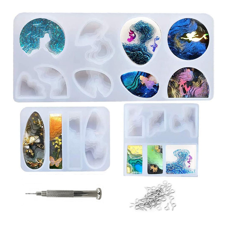 Island Resin Molds,3PCS Ocean Silicone Molds for Resin Epoxy,Jewelry Epoxy Molds for Earring,Pendant, Necklace DIY
