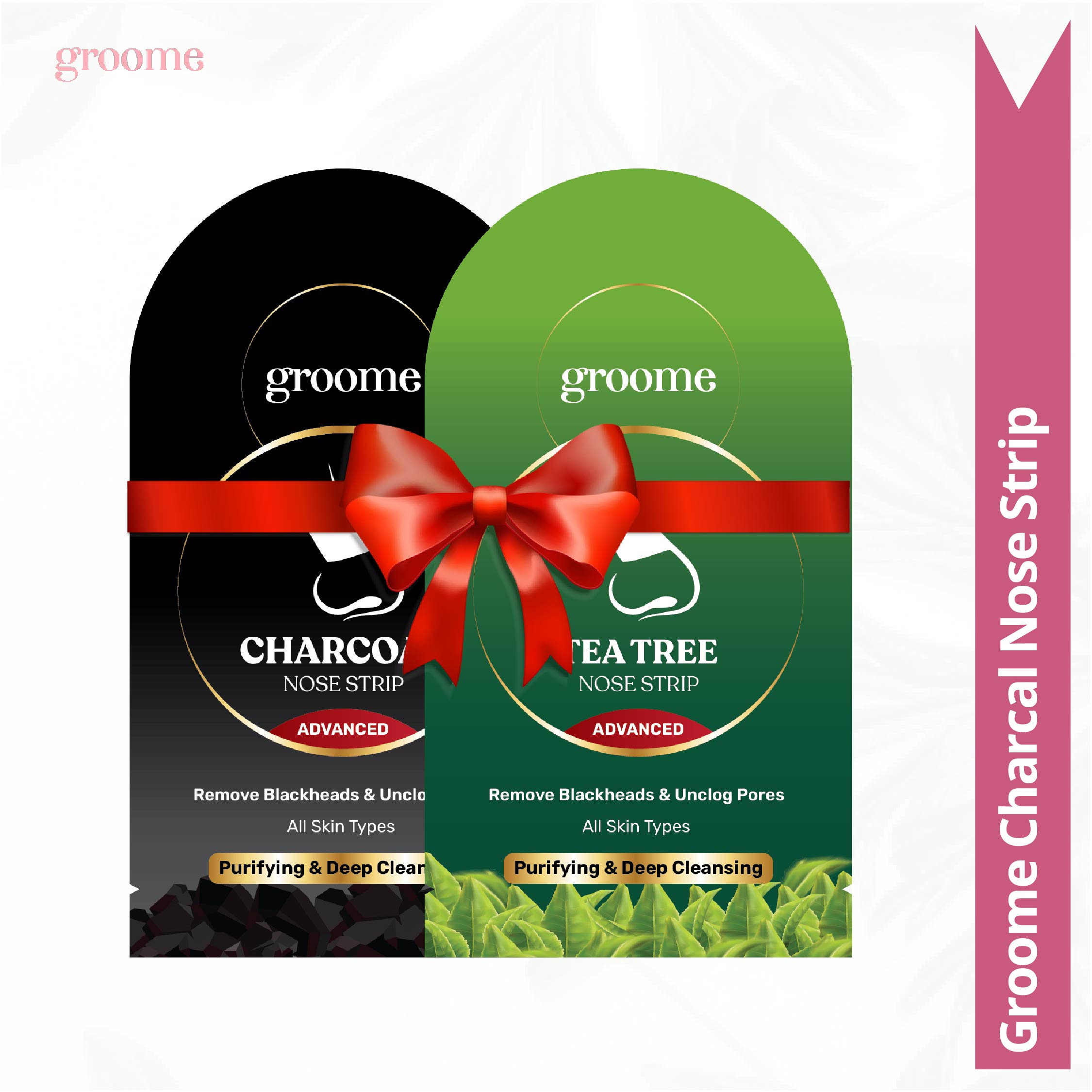 Groome Charcoal Purifying & Deep Cleansing Nose Strip and Groome Tea Tree Purifying & Deep Cleansing Nose Strip Combo