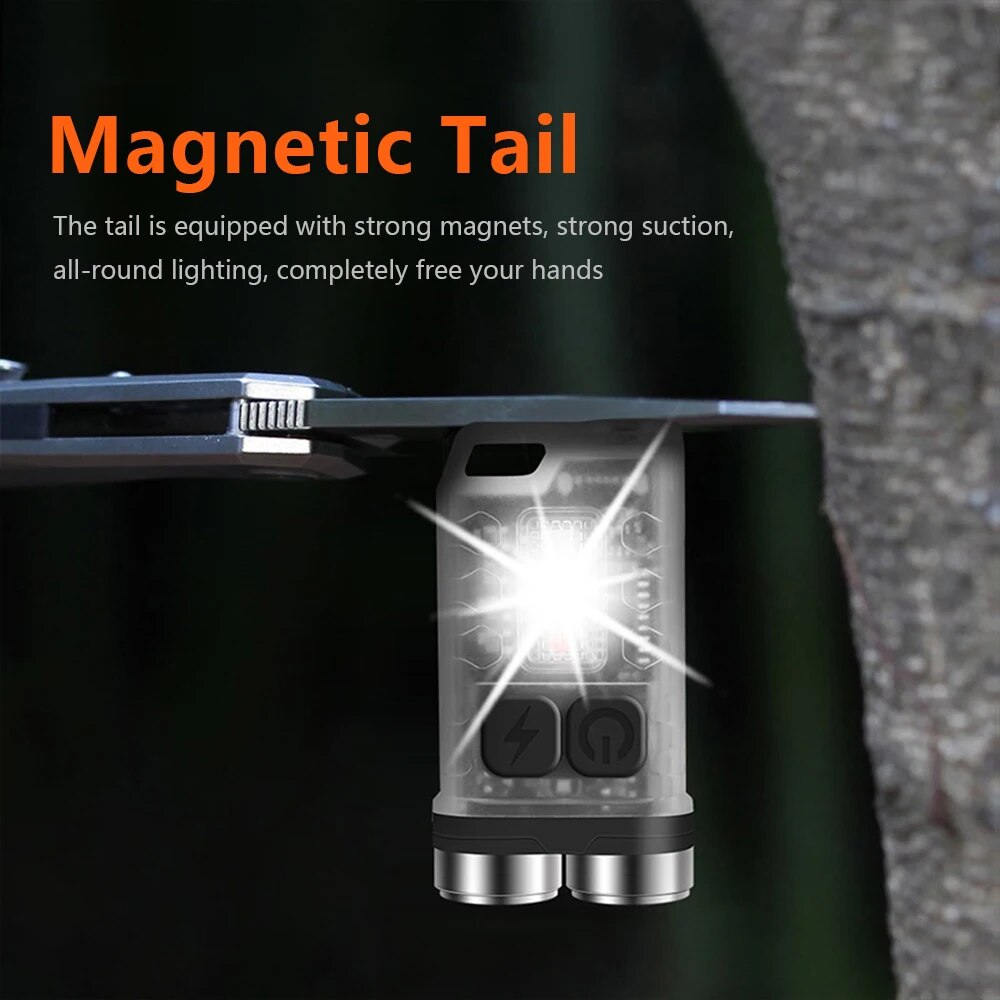 V3 Keychain EDC Portable Fluorescent Flashlight 900LM Type-C Rechargeable With Magnetic Tailcap IP65 UV Mini Work Light. 
