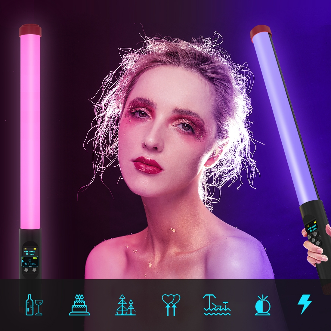 New- PULUZ RGB 114 LEDs Waterproof Photography Handheld Light Stick with Remote Control(Red). 