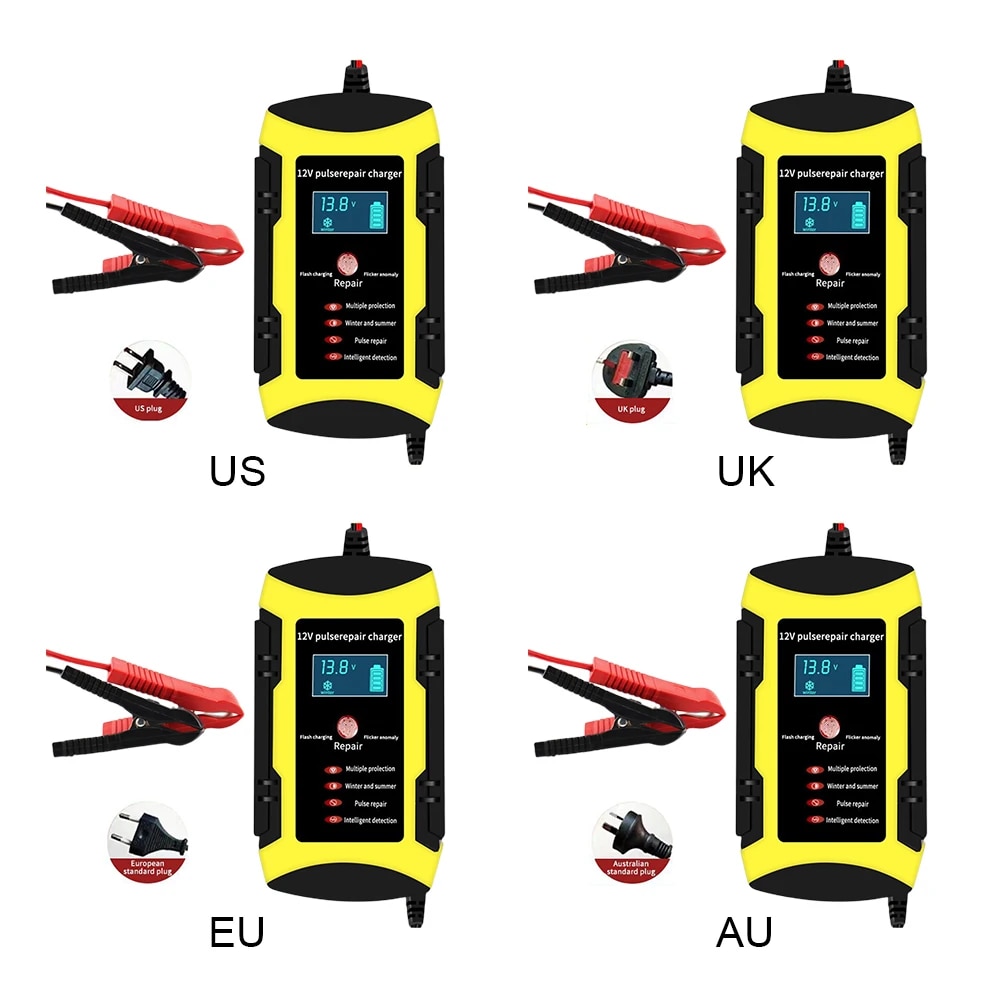 Digital Car Battery Charger LCD Display Digital Battery Maintainer 12V 6A Over Voltage Protection for Maintenance-free Batteries. 