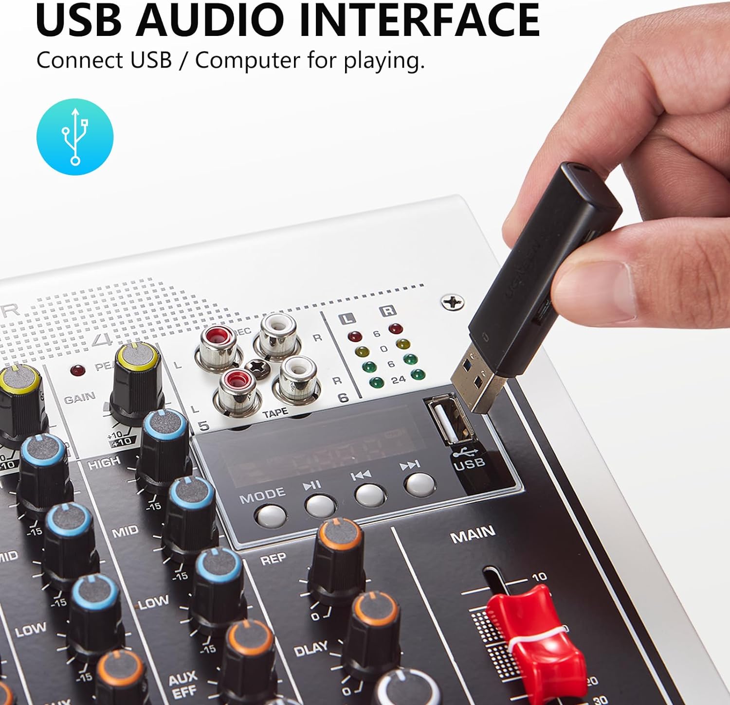 BOMGE Audio Mixer 6 Channel DJ Mixer Sound Board Console with USB MP3 Bluetooth Input 48V For Live Performance Home Stage Karaoke. 