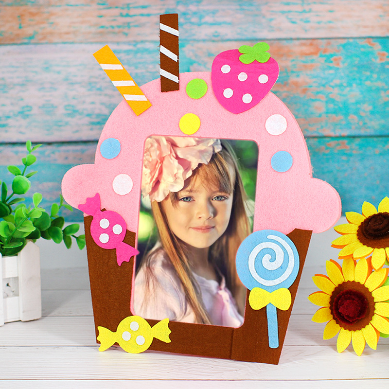 DIY Non-woven Picture Frame 3D Photo Frame Children Non-woven Stickers Handmade DIY Toys Material Package Craft Toys. 