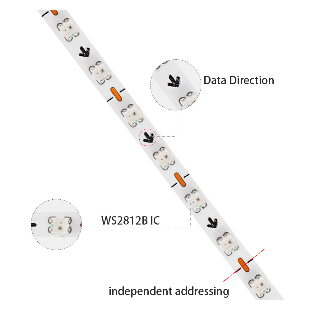 Ultra Narrow 2.7mm WS2812B LED Strip WS2812 2020 160Leds/m individually addressable Samrt RGBIC Light Tape DC5V/12V. 