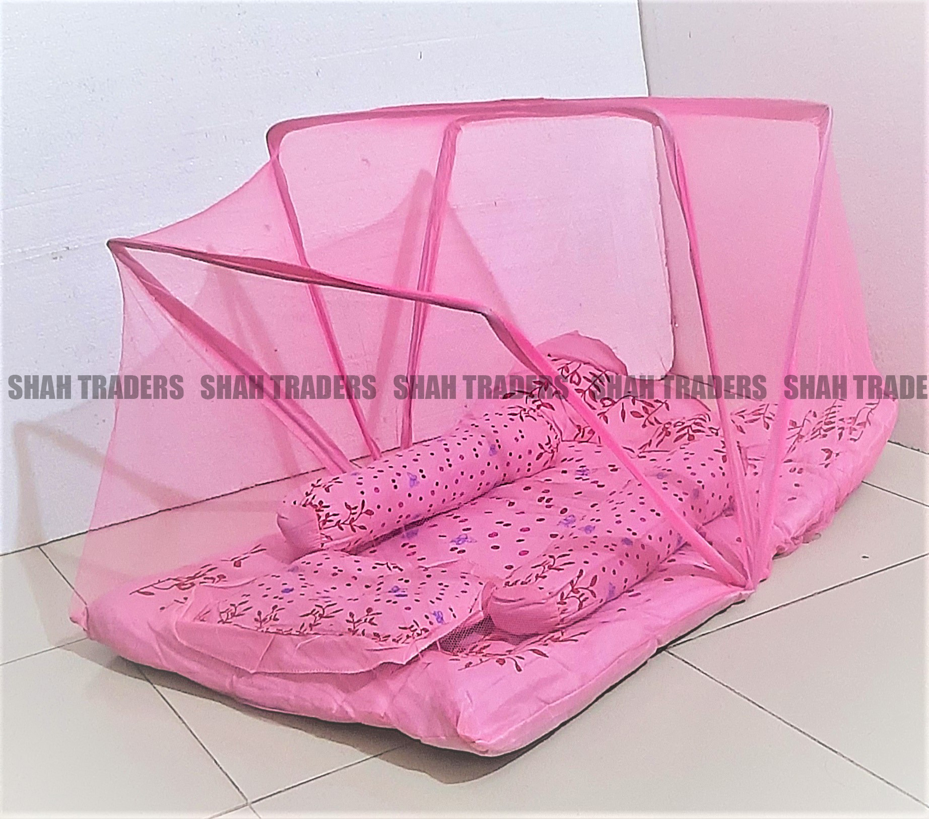 Baby Bedding Set with Mosquito Net – Comfortable Newborn Bed with Pillow (Multiple Colors)