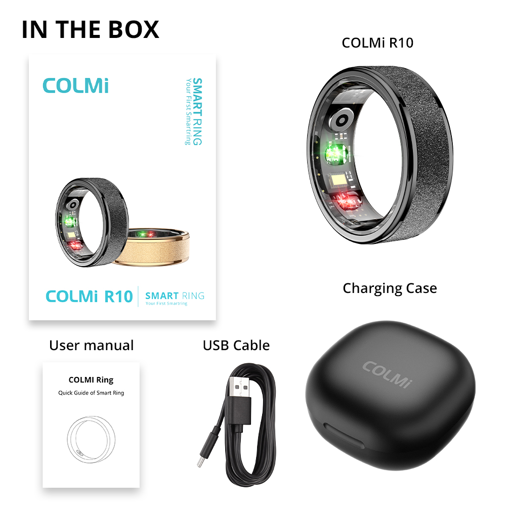 COLMI R10 Smart Ring with Charging Case for Men Women, Health and Sleep Monitor, 5ATM Waterproof, Multi-sport Mode. 