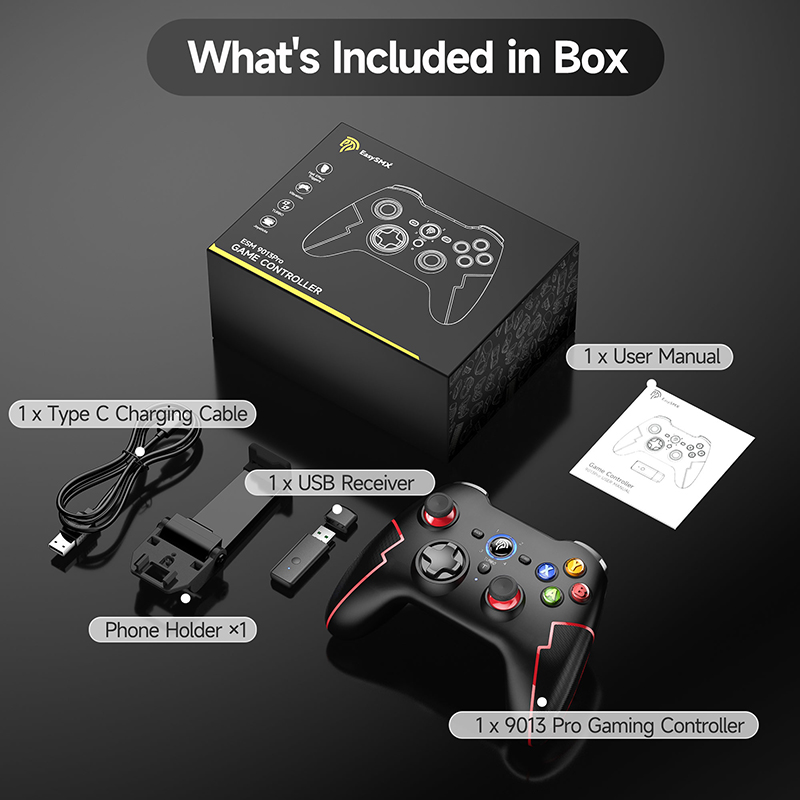 EasySMX 9013 Pro Bluetooth Gaming Controller, Wireless Gamepad Joystick for PC, PS3, iOS/Android Phone, Smart TV, Hall Triggers. 