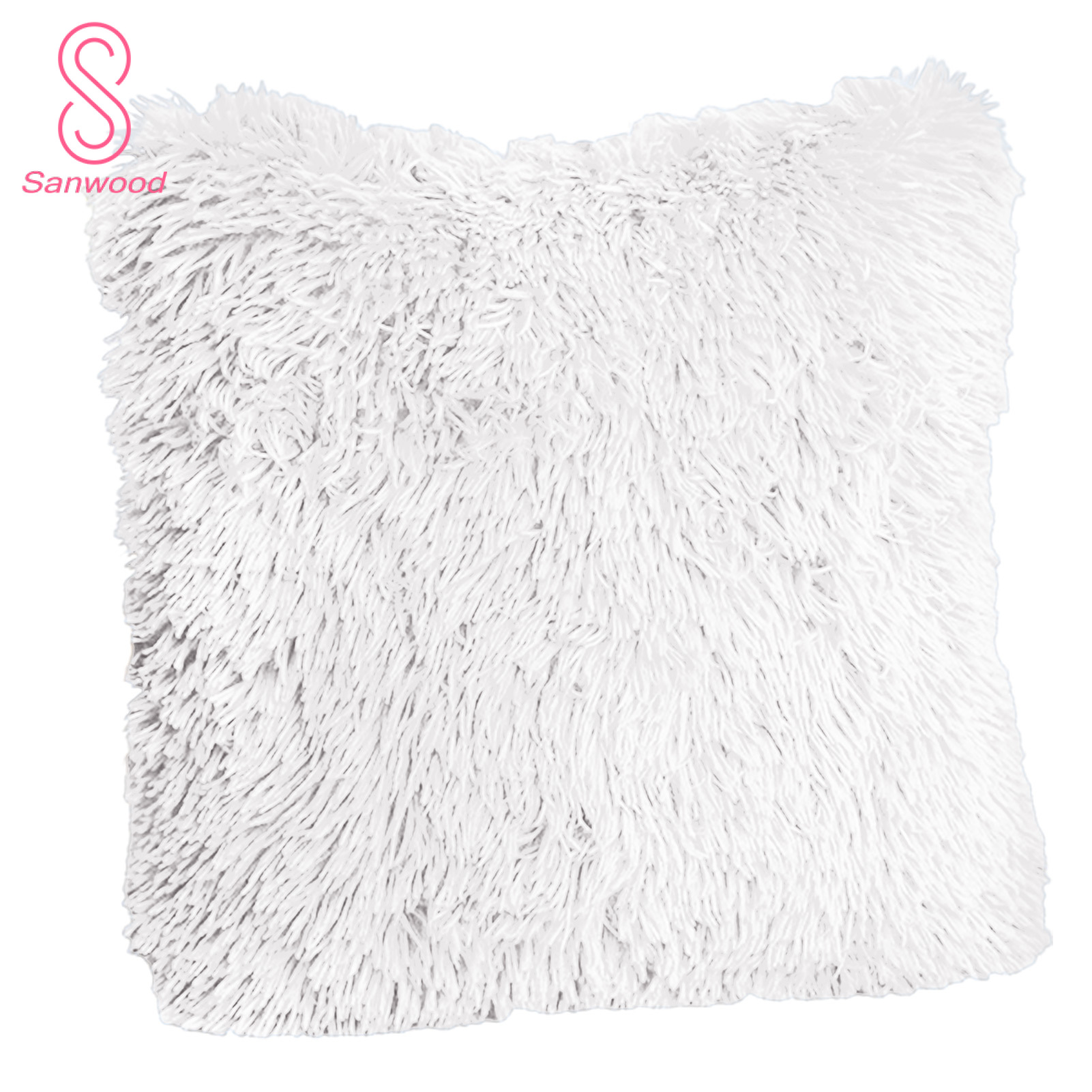 Cushion Cover Fluffy Widely Applied Square Shaped Decorative Plush Sofa Pillowcases for Couch. 