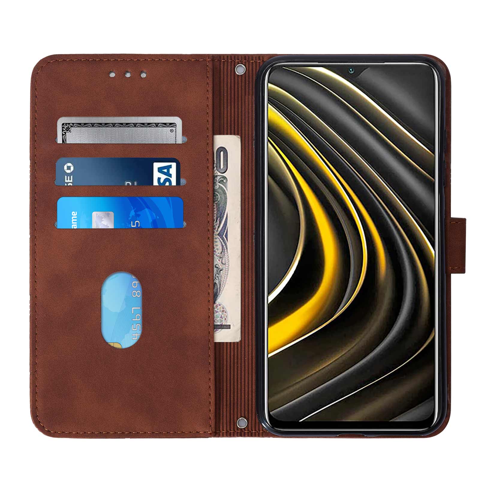 Business Phone Case For Xiaomi Poco M3 / Redmi 9T / 9 Power Case Skin Feeling PU Leather Flip Case With Card Slot Bracket Shockproof Design. 