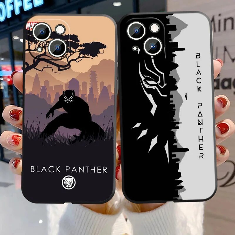 Marvel Black Panther Phone Case For Apple iPhone 14 13 12 11 Pro Max mini XS XR X 8 7 6S 6 Plus Black Soft Funda Back Cover. 