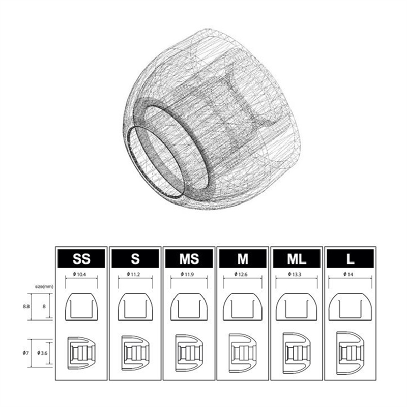 NAMUNY For AZLA Xelastec Eartips In-Ear Monitor IEM HiFi Wf1000xm4 1697ti Qdc Earplug TPE Material Anti Slip Filter B. 