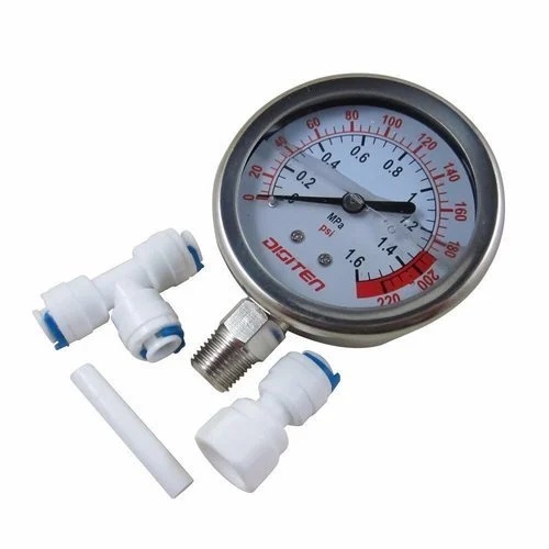 0 to 6 or 7 Kg/Cm2 Connection Pressure Gauge Meter Stainless Steel for Reverse Osmosis System Pump. 