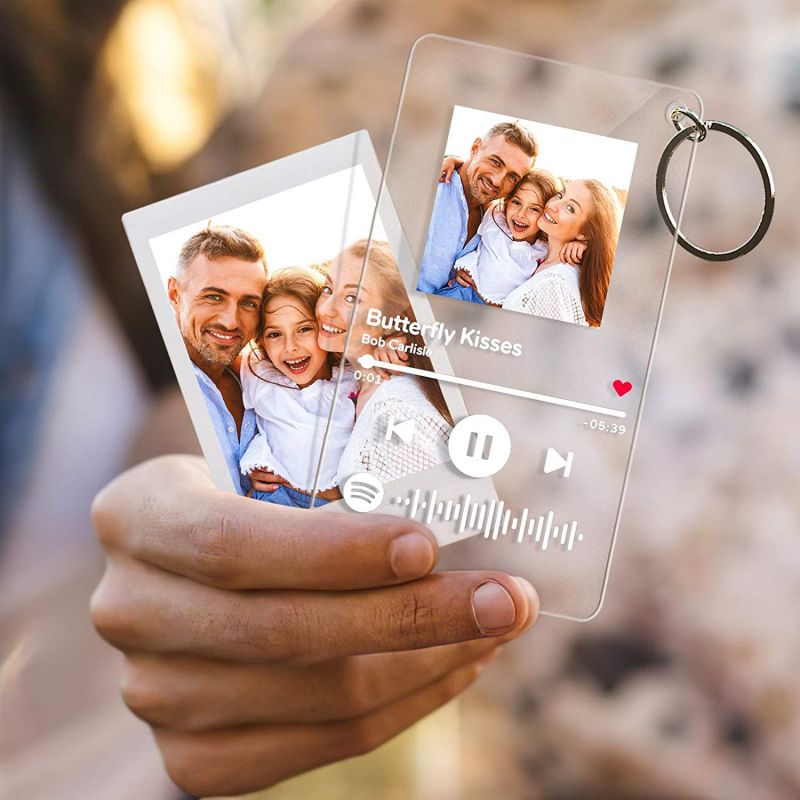 Personalized Spotify Keychain Clear Acrylic Scan Code Music Song Singer Name Album Cover Custom Keyring Women Men Photo Gifts. 