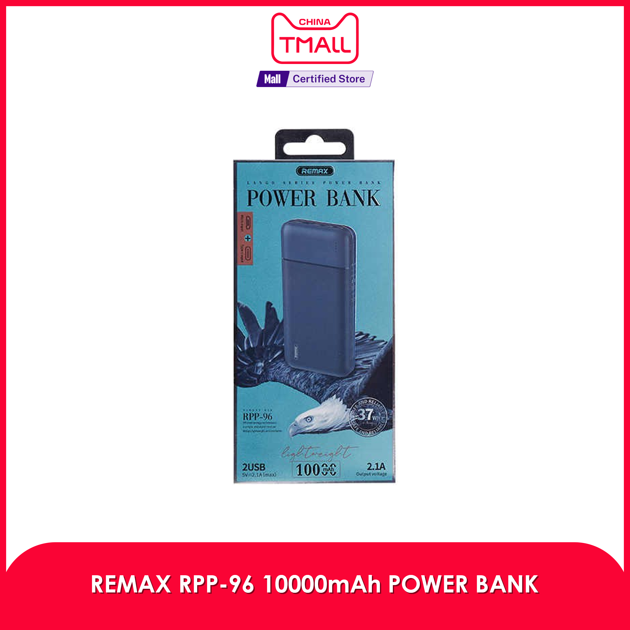 REMAX RPP-96 2 USB 10,000MAH LANGO SERIES POWER BANK 2.1A 5V | Daraz.com.bd