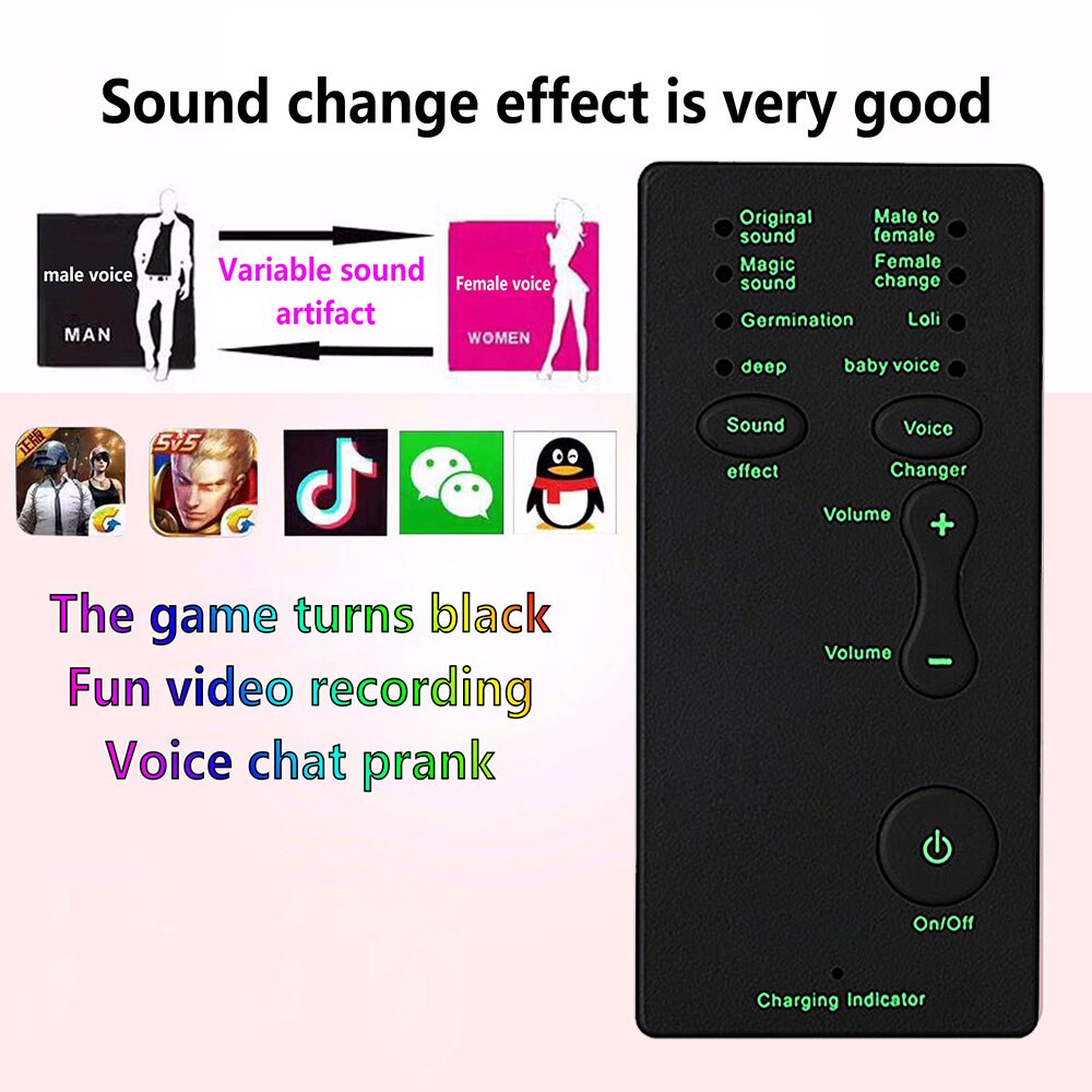 Voice Changer Device 7 Sound Changeing Modes Headphones Microphone Modulator for PS4 Xbox Computer PC Phone Tablet Kids. 